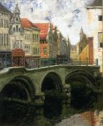 Louis Dewis Bridge in Bruges oil